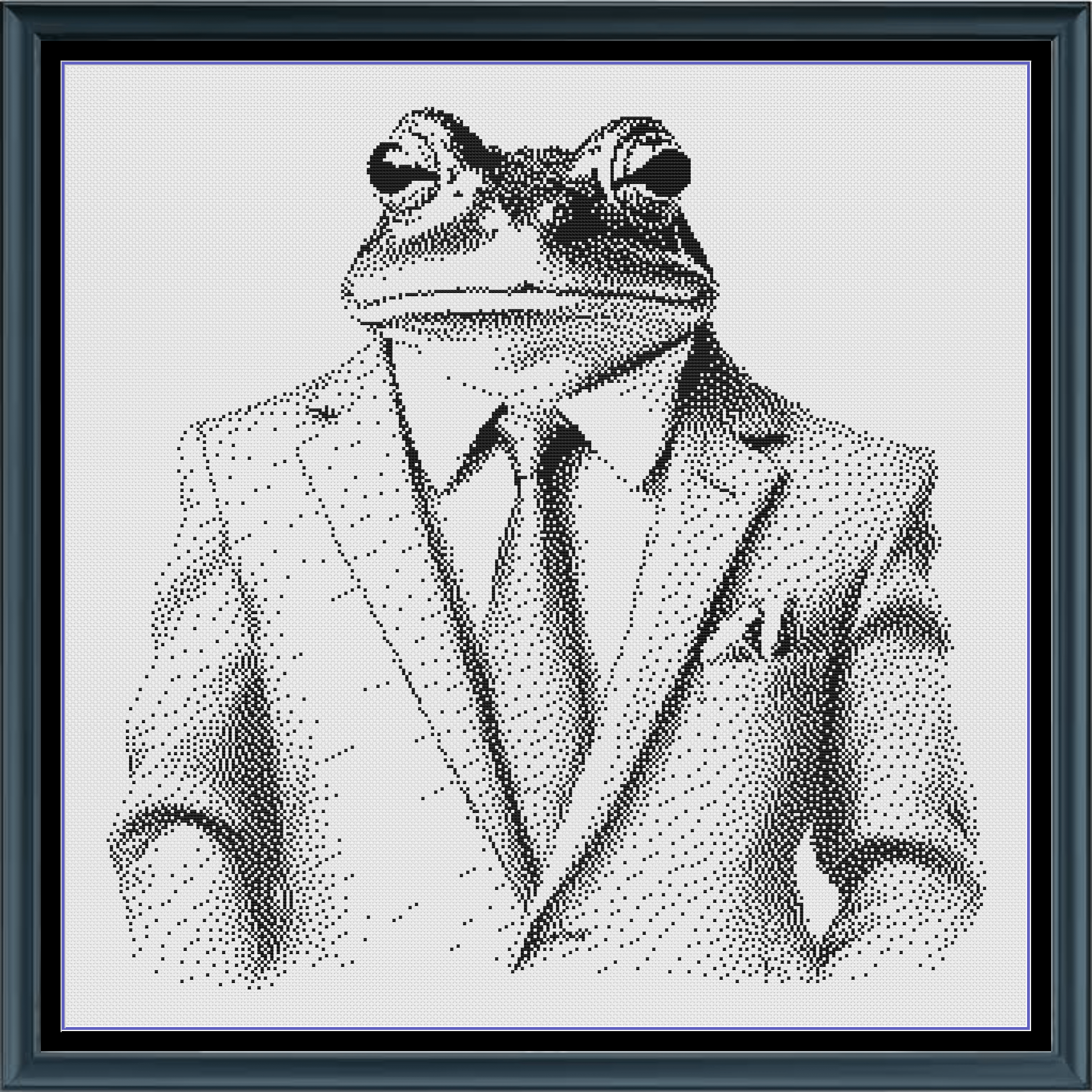 Stitching Jules Design Cross Stitch Pattern Mr. Frog Animal Clothes Funny Monochrome Counted Cross-Stitch Pattern (Digital Download)